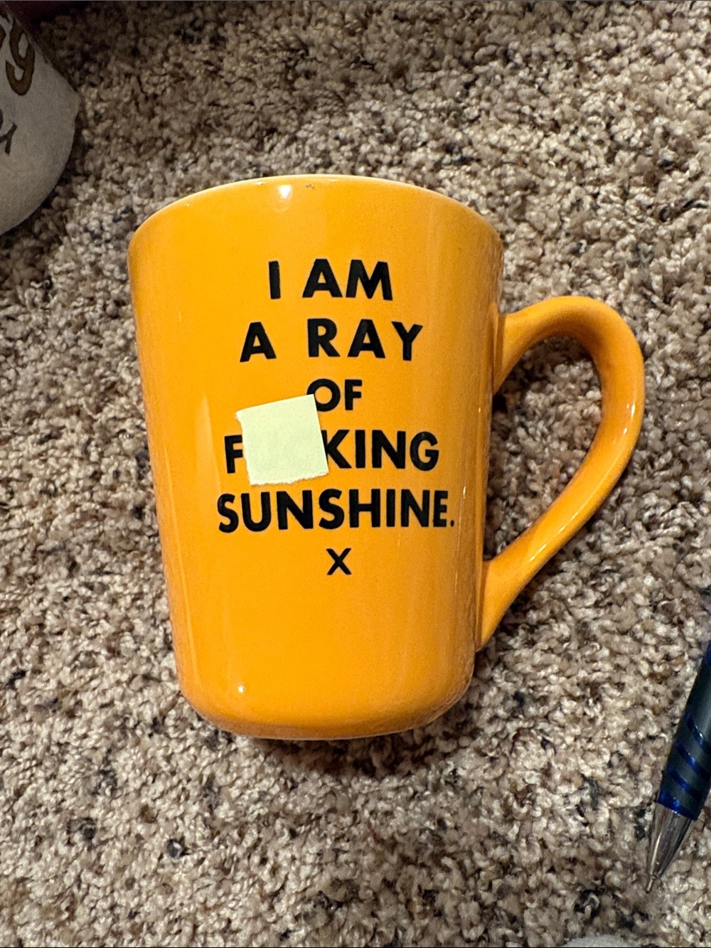 Yellow Ceramic Mug with Bold Typography - I Am a Ray of Sunshine